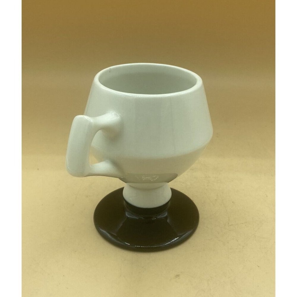 Vintage Hall China Pedestal White Mug Restaurant Ware Black Footed - Picture 4 of 12